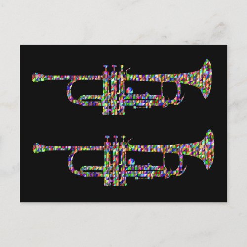 Funky trumpet musical instrument postcard