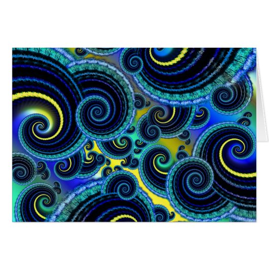 Funky Turquoise and Yellow Swirl Pattern Cards (Front Horizontal)