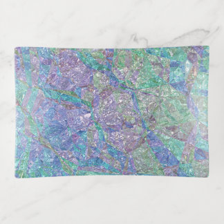 Funky Turquoise Green Faux Gold Swirls Pattern Trinket Tray