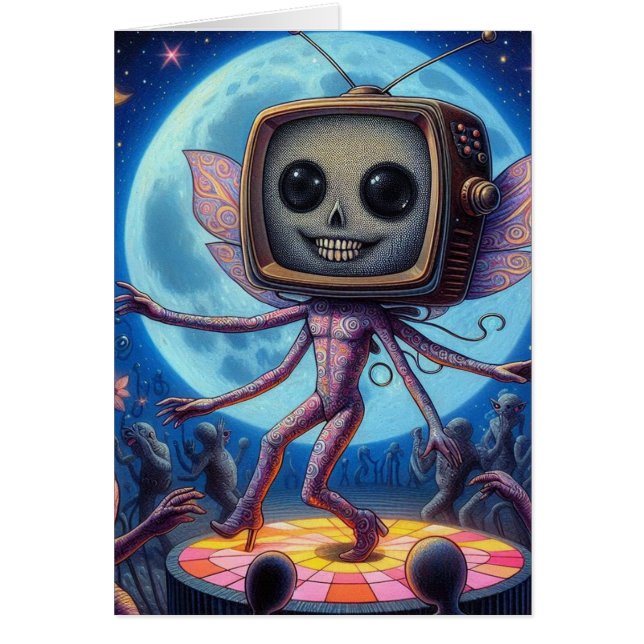 Funky TV Alien Dance Cards (Front)