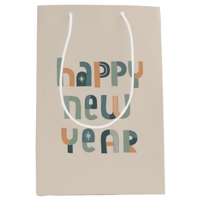 Funky Typography Happy New Year design Medium Gift Bag (Front)