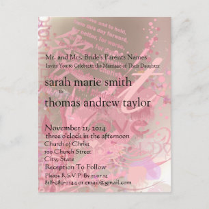 Funky Up Beat Modern Monogram Wedding Invitation Postcard