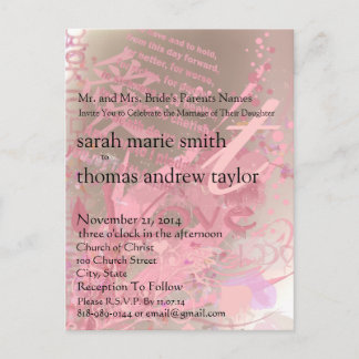 Funky Up Beat Modern Monogram Wedding Invitation Postcard