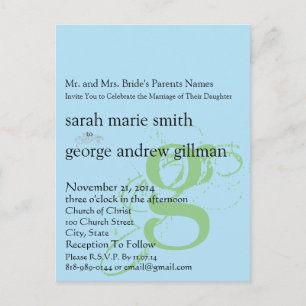 Funky UpBeat Modern Monogram Wedding Invitation