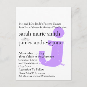Funky UpBeat Modern Monogram Wedding Invitation