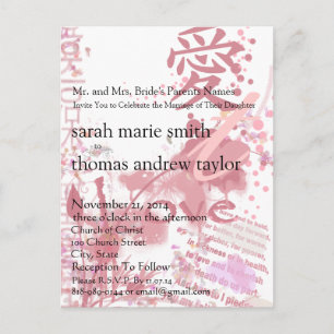 Funky UpBeat Modern Monogram Wedding Invitation Postcard