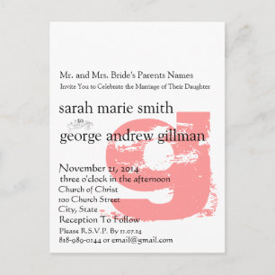 Funky UpBeat Modern Monogram Wedding Invitation Postcard