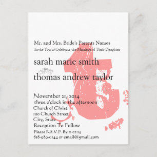 Funky UpBeat Modern Monogram Wedding Invitation Postcard