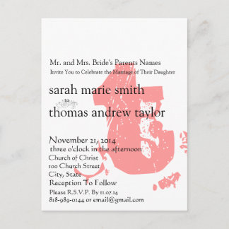 Funky UpBeat Modern Monogram Wedding Invitation Postcard