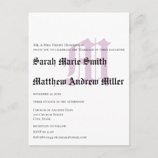 Funky UpBeat Modern Monogram Wedding Invitation Postcard