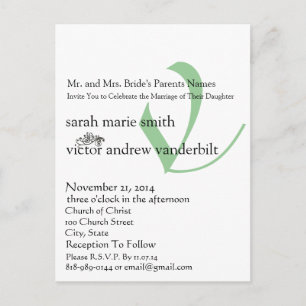 Funky UpBeat Modern Monogram Wedding Invitation Postcard