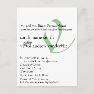 Funky UpBeat Modern Monogram Wedding Invitation Postcard