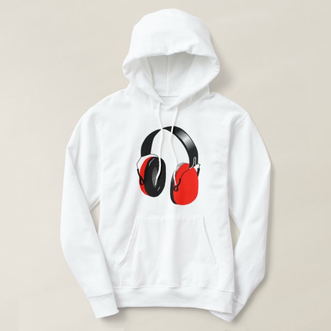 FUNKY URBAN DJ RED HEADPHONES HOODIE (Design Front)