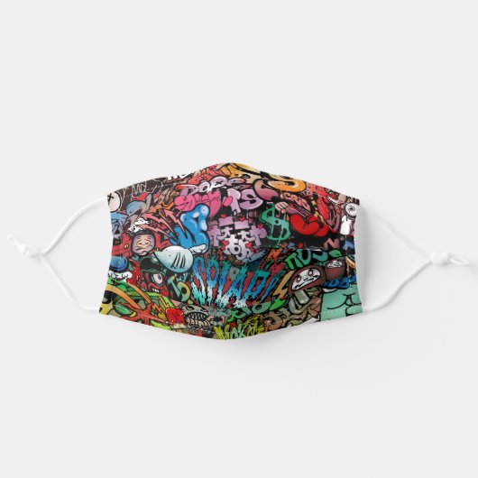 Funky urban graffiti adult cloth face mask (Front, Unfolded)