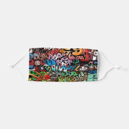 Funky urban graffiti adult cloth face mask (Front, Folded)