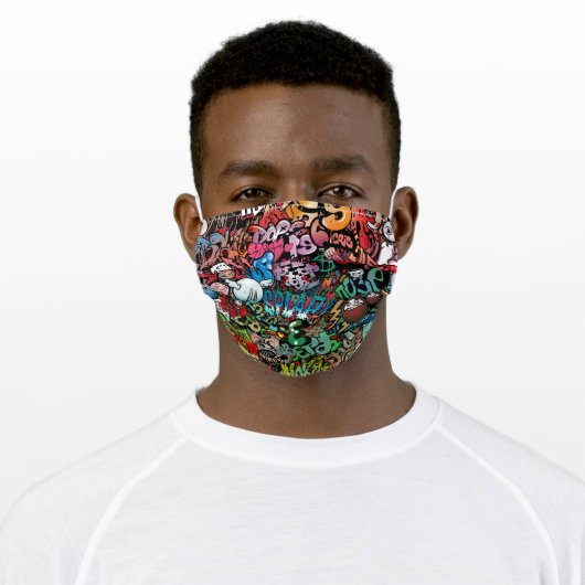 Funky urban graffiti adult cloth face mask (Worn)