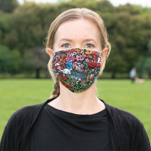 Funky urban graffiti adult cloth face mask (Outside)