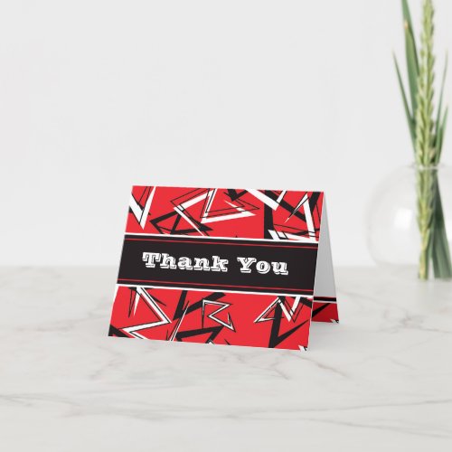 Funky Urban Red Black White Thank You Card