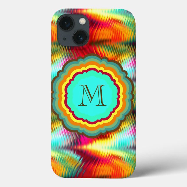 Funky, Vibrant Rainbow Monogram Case-Mate iPhone Case (Back)