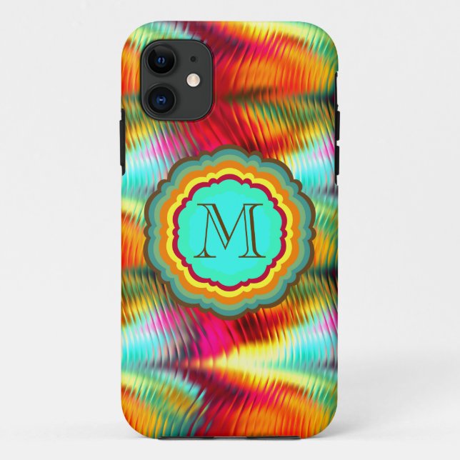 Funky, Vibrant Rainbow Monogram Case-Mate iPhone Case (Back)