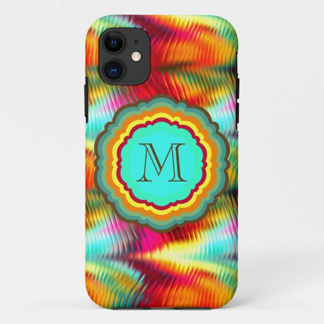 Funky, Vibrant Rainbow Monogram Case-Mate iPhone Case (Back)