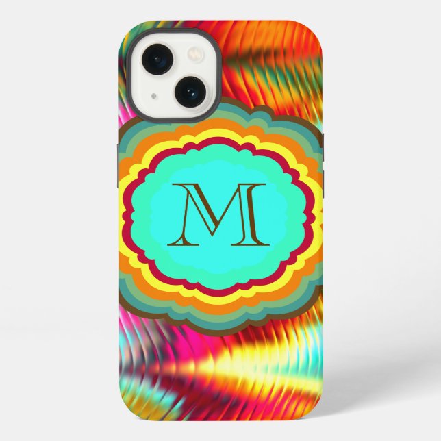 Funky, Vibrant Rainbow Monogram Iphone Case (Back)