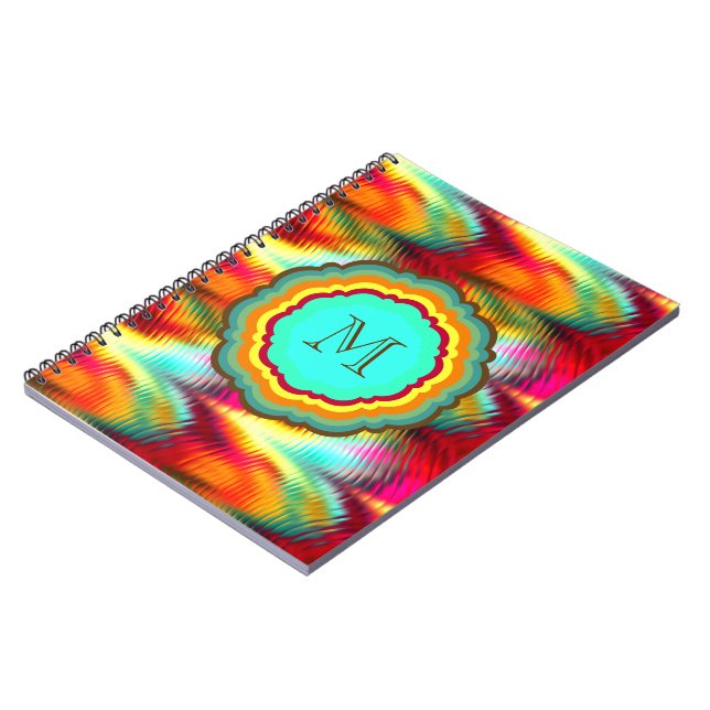 Funky, Vibrant Rainbow Monogram Notebook (Left Side)