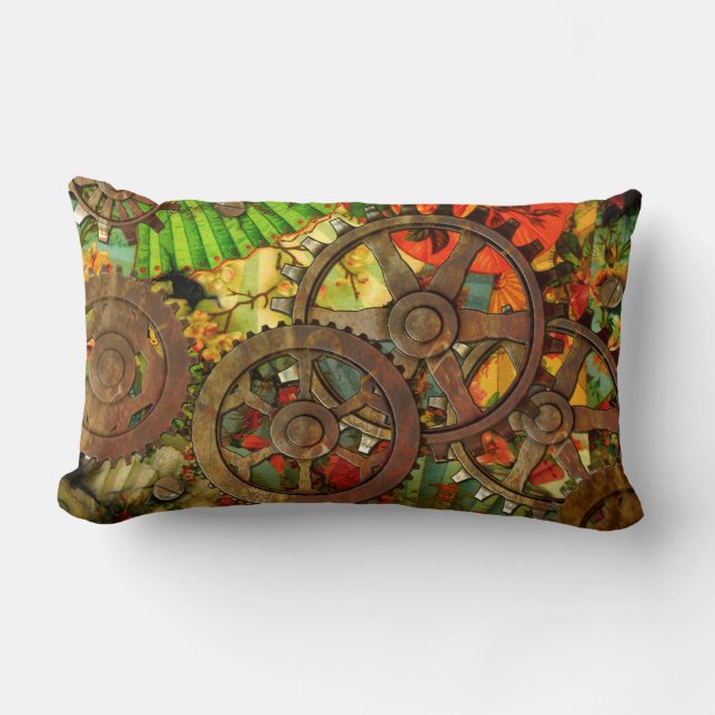 Funky Victorian Steampunk Lumbar Pillow (Front)