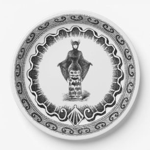 Funky Vintage Bat Lady Paper Plates
