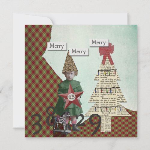 Funky Vintage Christmas Collage Christmas Card