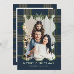 Funky Vintage Christmas Sage Bow Coquette5 Photo Holiday Card