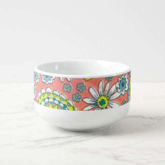 Funky vintage floral gift bag soup mug