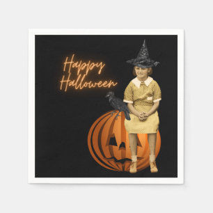 Funky Vintage Girl Witch Halloween Napkins