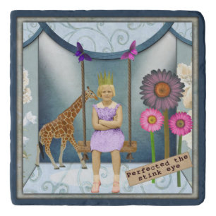 Funky Vintage Kid Altered Art Collage Trivet
