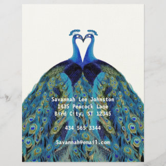 Funky Vintage Peacocks Kissing Letterhead