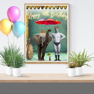 Funky Vintage Strongman 40th Birthday Poster