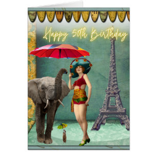 Funky Vintage Woman 50th Birthday Card