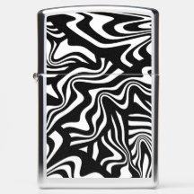 Funky Warped Black and White Abstract Line Art