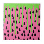 Funky Watermelon Neon Green Paint Drips Ceramic Tile<br><div class="desc">This fun and funky watermelon pattern with neon green paint drips is the perfect gift for the summer season. It's silly and funny print is great for any stylish and trendy hipster. So enjoy this cool and unique print for the season!</div>