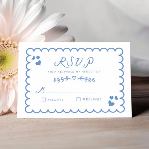 Funky Wave Doodle Illustrated Hand Written Wedding RSVP Card