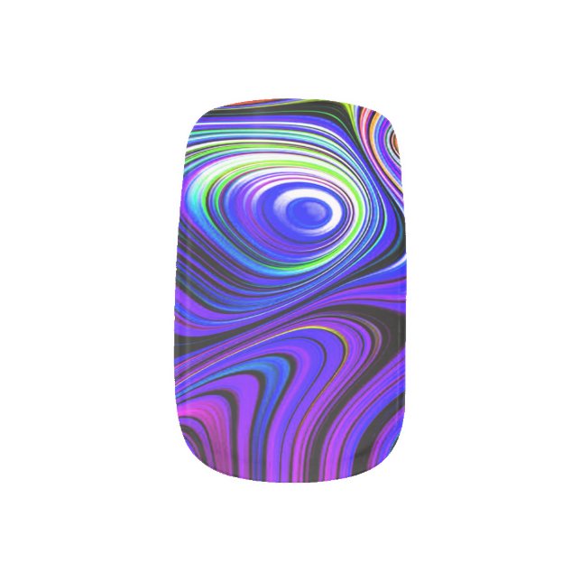 Funky Waves Blue Green Red Minx Nail Art (Left Thumb)