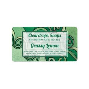 Funky waves green handmade soap personalized label