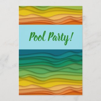 Funky Waves Hawaiian Teen Pool Party Birthday Invitation by RiverJude at Zazzle