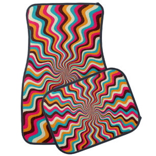 Funky wavy multicolored sunburst background art. 7 car floor mat