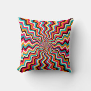 Funky wavy multicolored sunburst background art. 7 throw pillow