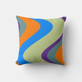 Funky Wavy Stripes Retro Pillow by inkbrook at Zazzle