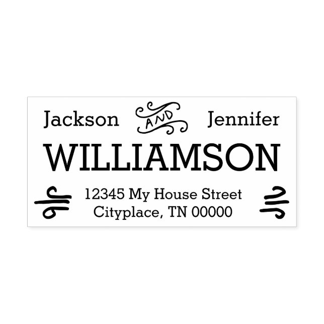 Funky Whimsical Chic Bride and Groom Address Self-inking Stamp (Design)