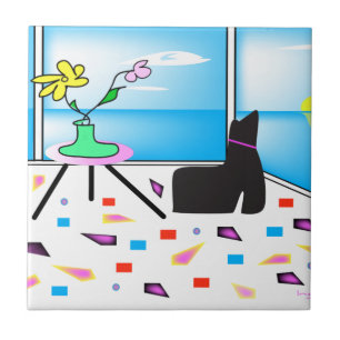Funky Whimsical Colorful Miami, Graphic Tile
