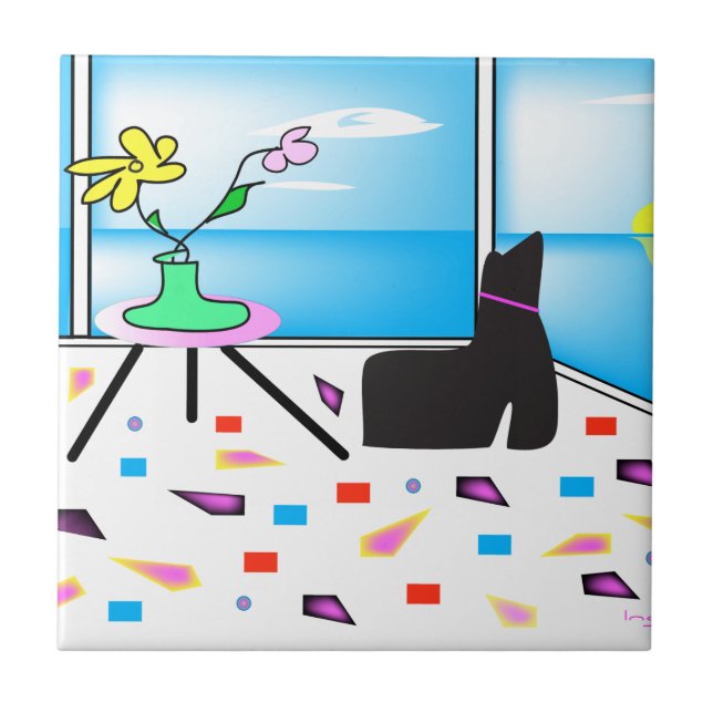 Funky Whimsical Colorful Miami, Graphic Tile (Front)
