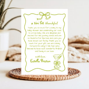 Funky Whimsical Green Dirty Martini Baby Shower Thank You Card